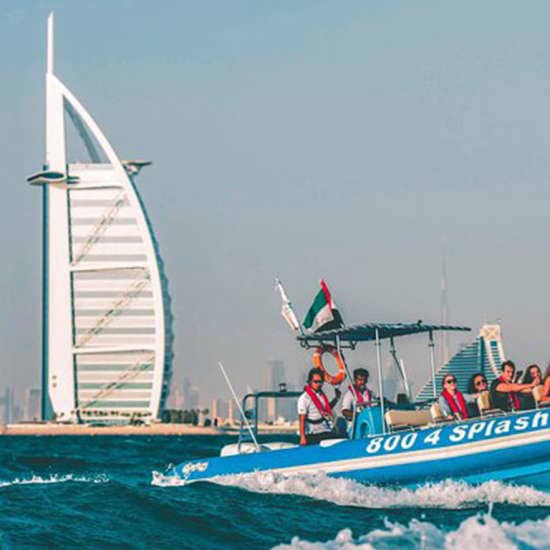 90 Minutes Speedboat Tour: Dubai Marina, Atlantis and Burj Al Arab at Splash Tours, Dubai, United Arab Emirates 90 Minutes Speedboat Tour: Dubai Marina